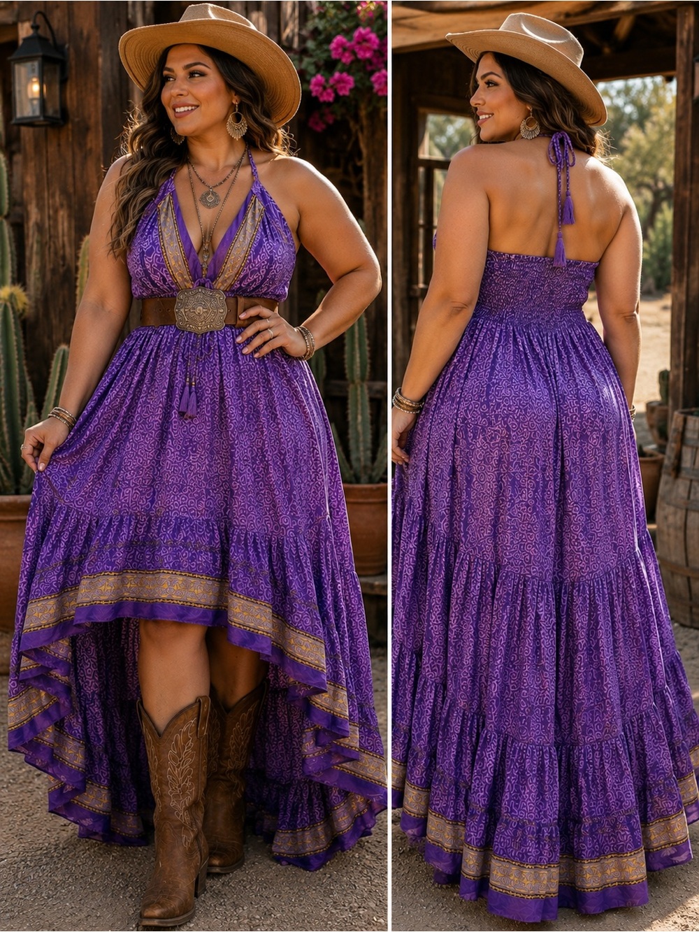 Indian Silk High-Low Maxi Dress